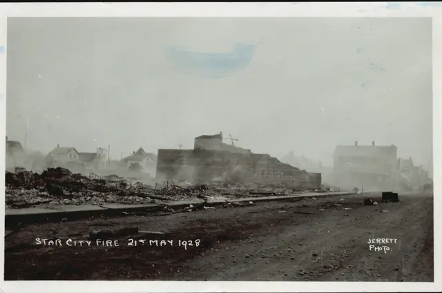 Star City fire ruins, May 1928